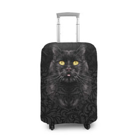 Чехол для чемодана 3D с принтом Чёрный котик в Курске, 86% полиэфир, 14% спандекс | двустороннее нанесение принта, прорези для ручек и колес | кошка | чёрная