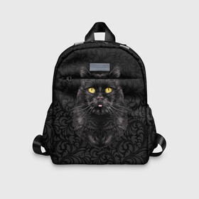 Детский рюкзак 3D с принтом Чёрный котик в Курске, 100% полиэстер | лямки с регулируемой длиной, сверху петелька, чтобы рюкзак можно было повесить на вешалку. Основное отделение закрывается на молнию, как и внешний карман. Внутри дополнительный карман. По бокам два дополнительных кармашка | Тематика изображения на принте: кошка | чёрная