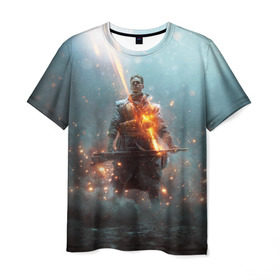 Мужская футболка 3D с принтом BATTLEFIELD 1 в Курске, 100% полиэфир | прямой крой, круглый вырез горловины, длина до линии бедер | 