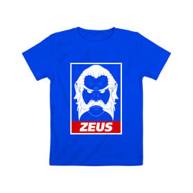 Детская футболка хлопок с принтом ZEUS в Курске, 100% хлопок | круглый вырез горловины, полуприлегающий силуэт, длина до линии бедер | Тематика изображения на принте: 