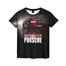 Женская футболка 3D с принтом Porsche GTstreet R в Курске, 100% полиэфир ( синтетическое хлопкоподобное полотно) | прямой крой, круглый вырез горловины, длина до линии бедер | auto | porsche 911 | turbo s | авто | автомобиль | машина | спорткар | суперкар | тачка
