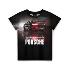 Детская футболка 3D с принтом Porsche GTstreet R в Курске, 100% гипоаллергенный полиэфир | прямой крой, круглый вырез горловины, длина до линии бедер, чуть спущенное плечо, ткань немного тянется | auto | porsche 911 | turbo s | авто | автомобиль | машина | спорткар | суперкар | тачка