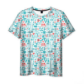 Мужская футболка 3D с принтом 36,6 в Курске, 100% полиэфир | прямой крой, круглый вырез горловины, длина до линии бедер | аптека | врач | гиппократ | градусник | медбрат | медик | медсестра | пинцет | скорая | скорая помощь