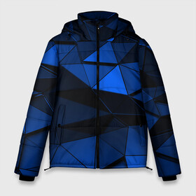 Мужская зимняя куртка 3D с принтом Blue abstraction collection в Курске, верх — 100% полиэстер; подкладка — 100% полиэстер; утеплитель — 100% полиэстер | длина ниже бедра, свободный силуэт Оверсайз. Есть воротник-стойка, отстегивающийся капюшон и ветрозащитная планка. 

Боковые карманы с листочкой на кнопках и внутренний карман на молнии. | Тематика изображения на принте: abstraction | geometry | polygon | абстракция | геометрия | грань | краски | кубик | кубики | линии | мозаика | полигон | разноцветные | ребро | текстура | тени | узор