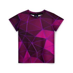 Детская футболка 3D с принтом Mosaic fashion в Курске, 100% гипоаллергенный полиэфир | прямой крой, круглый вырез горловины, длина до линии бедер, чуть спущенное плечо, ткань немного тянется | abstraction | geometry | polygon | абстракция | геометрия | грань | краски | кубик | кубики | линии | мозаика | полигон | разноцветные | ребро | текстура | тени | узор