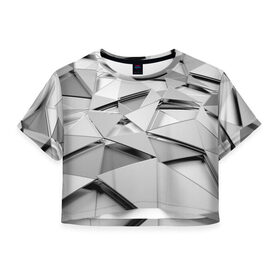 Женская футболка 3D укороченная с принтом Gray triangle в Курске, 100% полиэстер | круглая горловина, длина футболки до линии талии, рукава с отворотами | Тематика изображения на принте: 