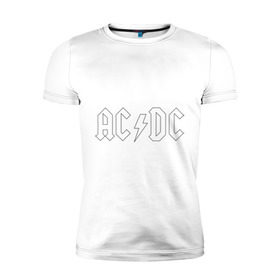 Мужская футболка премиум с принтом AC/DC в Курске, 92% хлопок, 8% лайкра | приталенный силуэт, круглый вырез ворота, длина до линии бедра, короткий рукав | ac dc | acdc | high voltage | ангус | металл | рок | фсвс | эй си ди си | эйсидиси | янг
