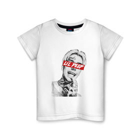 Детская футболка хлопок с принтом lil peep в Курске, 100% хлопок | круглый вырез горловины, полуприлегающий силуэт, длина до линии бедер | Тематика изображения на принте: lil peep | лил пип | маленький пип