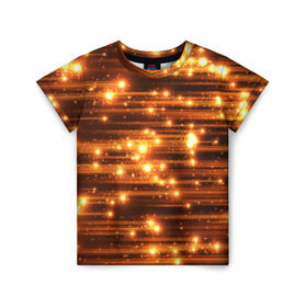Детская футболка 3D с принтом Огоньки в Курске, 100% гипоаллергенный полиэфир | прямой крой, круглый вырез горловины, длина до линии бедер, чуть спущенное плечо, ткань немного тянется | кометы | космос | метеорит | огоньки | свет | яркий