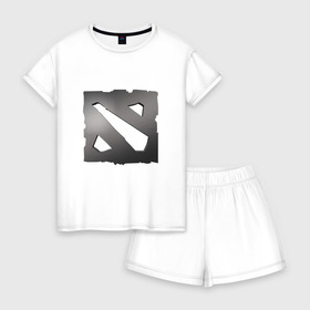 Женская пижама с шортиками хлопок с принтом Dota 2 - Black design 2018 в Курске, 100% хлопок | футболка прямого кроя, шорты свободные с широкой мягкой резинкой | 0x000000123 | dota | dota2 | steam | дота | стим