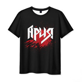 Мужская футболка 3D с принтом Ария в Курске, 100% полиэфир | прямой крой, круглый вырез горловины, длина до линии бедер | band | blood | metal | music | rock | ария | атрибутика | группа | кровь | метал | музыка | рок