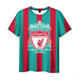 Мужская футболка 3D с принтом Liverpool FC в Курске, 100% полиэфир | прямой крой, круглый вырез горловины, длина до линии бедер | Тематика изображения на принте: england | football | liverpool fc | logo | sport | англия | арт | ливерпуль | лига | лого | спорт | текстура | фк | футбол | футбольный клуб | эмблема