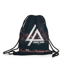 Рюкзак-мешок 3D с принтом Linkin Park Music в Курске, 100% полиэстер | плотность ткани — 200 г/м2, размер — 35 х 45 см; лямки — толстые шнурки, застежка на шнуровке, без карманов и подкладки | Тематика изображения на принте: linkin park | logo | music | pop | rock | usa | альтернатива | америка | металл | музыка | музыкальный | поп | рок | честер беннингтон