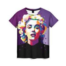 Женская футболка 3D с принтом Marilyn Monroe в Курске, 100% полиэфир ( синтетическое хлопкоподобное полотно) | прямой крой, круглый вырез горловины, длина до линии бедер | girl | marilyn | monroe | usa | актриса | девушка | звезда | монро | мэрилин | певица | сша