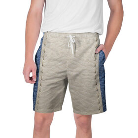 Мужские шорты 3D с принтом Blue and White в Курске,  полиэстер 100% | прямой крой, два кармана без застежек по бокам. Мягкая трикотажная резинка на поясе, внутри которой широкие завязки. Длина чуть выше колен | 
