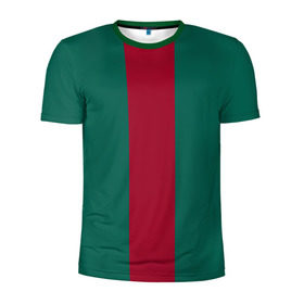 Мужская футболка 3D спортивная с принтом Зеленый/бордовый в Курске, 100% полиэстер с улучшенными характеристиками | приталенный силуэт, круглая горловина, широкие плечи, сужается к линии бедра | gucci | гучи | гуччи | полосы