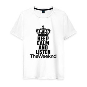 Мужская футболка хлопок с принтом Keep calm and listen The Weeknd в Курске, 100% хлопок | прямой крой, круглый вырез горловины, длина до линии бедер, слегка спущенное плечо. | Тематика изображения на принте: pbrb | pop | rb | the weeknd | trilogy | weeknd | xo | викенд | викнд | икс | иксо | макконен | музыкант | о | рнб | тесфайе | уикенд | уикнд | х | хип хоп | хипхоп | хо | эйбел | эр эн би