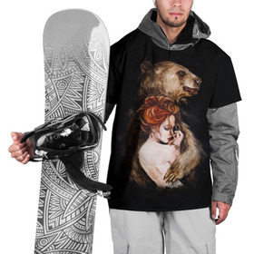 Накидка на куртку 3D с принтом Defender в Курске, 100% полиэстер |  | bear | calm | defender | ginger | ginger hair | girl | protection | девушка | животные | защита | медведь | рыжая