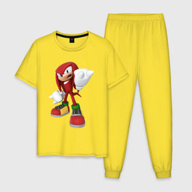 Мужская пижама хлопок с принтом Modern Knuckles в Курске, 100% хлопок | брюки и футболка прямого кроя, без карманов, на брюках мягкая резинка на поясе и по низу штанин
 | sonic | наклз | наклс | соник
