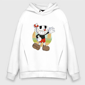 Мужское худи Oversize хлопок с принтом Cuphead в Курске, френч-терри — 70% хлопок, 30% полиэстер. Мягкий теплый начес внутри —100% хлопок | боковые карманы, эластичные манжеты и нижняя кромка, капюшон на магнитной кнопке | cuphead | капхед | капхэд