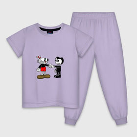 Детская пижама хлопок с принтом Cuphead/Bendy в Курске, 100% хлопок |  брюки и футболка прямого кроя, без карманов, на брюках мягкая резинка на поясе и по низу штанин
 | бенди | бэнди | капхед | капхэд
