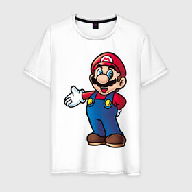 Мужская футболка хлопок с принтом Mario в Курске, 100% хлопок | прямой крой, круглый вырез горловины, длина до линии бедер, слегка спущенное плечо. | nintendo | марио | нинтендо