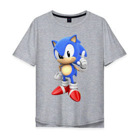 Мужская футболка хлопок Oversize с принтом Classic Sonic в Курске, 100% хлопок | свободный крой, круглый ворот, “спинка” длиннее передней части | Тематика изображения на принте: 16 бит | sega | sonic | классический соник