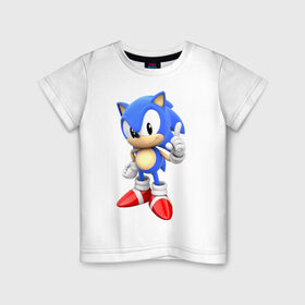 Детская футболка хлопок с принтом Classic Sonic в Курске, 100% хлопок | круглый вырез горловины, полуприлегающий силуэт, длина до линии бедер | 16 бит | sega | sonic | классический соник