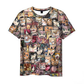 Мужская футболка 3D с принтом Злые лица аниме в Курске, 100% полиэфир | прямой крой, круглый вырез горловины, длина до линии бедер | комиксы | манга | паттерн | эмоции