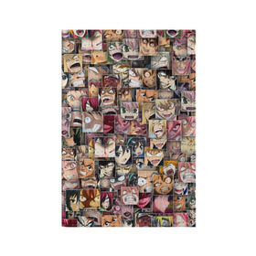 Обложка для паспорта матовая кожа с принтом Злые лица аниме в Курске, натуральная матовая кожа | размер 19,3 х 13,7 см; прозрачные пластиковые крепления | комиксы | манга | паттерн | эмоции