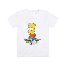 Детская футболка хлопок с принтом Барт на скейте в Курске, 100% хлопок | круглый вырез горловины, полуприлегающий силуэт, длина до линии бедер | simpsons | барт симпсон | симпсоны