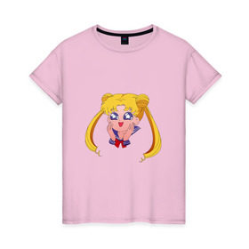 Женская футболка хлопок с принтом Sailor Moon в Курске, 100% хлопок | прямой крой, круглый вырез горловины, длина до линии бедер, слегка спущенное плечо | sailor moon | sailormoon | сейлор мун | сейлормун