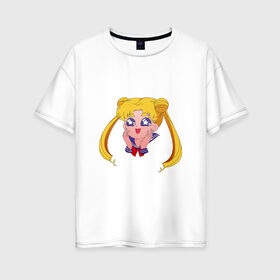 Женская футболка хлопок Oversize с принтом Sailor Moon в Курске, 100% хлопок | свободный крой, круглый ворот, спущенный рукав, длина до линии бедер
 | sailor moon | sailormoon | сейлор мун | сейлормун