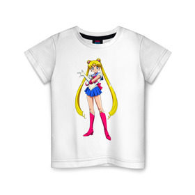 Детская футболка хлопок с принтом Сейлормун в Курске, 100% хлопок | круглый вырез горловины, полуприлегающий силуэт, длина до линии бедер | sailor moon | sailormoon | сейлор мун