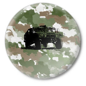 Значок с принтом Jeep в Курске,  металл | круглая форма, металлическая застежка в виде булавки | Тематика изображения на принте: 23 февраля | hummer | jeep | авто | армейская | армия | внедорожник | военная | джип | камуфляж | милитари | россия | хамер
