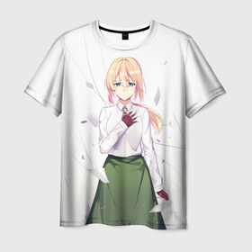 Мужская футболка 3D с принтом Girl в Курске, 100% полиэфир | прямой крой, круглый вырез горловины, длина до линии бедер | anime | violet evergarden | аниме | вайолет эвергарден