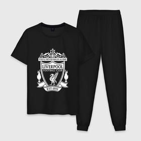 Мужская пижама хлопок с принтом Liverpool FC в Курске, 100% хлопок | брюки и футболка прямого кроя, без карманов, на брюках мягкая резинка на поясе и по низу штанин
 | Тематика изображения на принте: england | football | liverpool fc | logo | sport | англия | ливерпуль | лига | лого | спорт | фк | футбол | футбольный клуб | эмблема