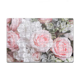 Пазл магнитный 126 элементов с принтом розы в Курске, полимерный материал с магнитным слоем | 126 деталей, размер изделия —  180*270 мм | букет | винтаж | зелень | листья | розовые розы | романтика | цветы