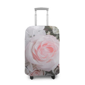 Чехол для чемодана 3D с принтом розы в Курске, 86% полиэфир, 14% спандекс | двустороннее нанесение принта, прорези для ручек и колес | букет | винтаж | зелень | листья | розовые розы | романтика | цветы