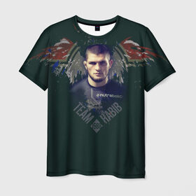 Мужская футболка 3D с принтом Хабиб Нурмагомедов в Курске, 100% полиэфир | прямой крой, круглый вырез горловины, длина до линии бедер | ufc | вольная борьба | самбо | хабиб нурмагомедов