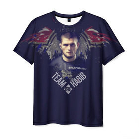Мужская футболка 3D с принтом Хабиб Нурмагомедов в Курске, 100% полиэфир | прямой крой, круглый вырез горловины, длина до линии бедер | ufc | хабиб нурмагомедов
