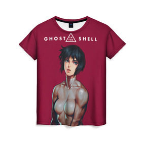 Женская футболка 3D с принтом Ghost in the shell в Курске, 100% полиэфир ( синтетическое хлопкоподобное полотно) | прямой крой, круглый вырез горловины, длина до линии бедер | 