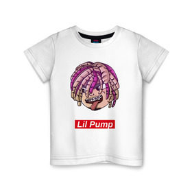 Детская футболка хлопок с принтом Lil Pump в Курске, 100% хлопок | круглый вырез горловины, полуприлегающий силуэт, длина до линии бедер | face | gang | lil | pump | rap | качер | лил | маленький | насос | памп | репер | рэпер | рэппер | с дредами