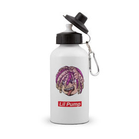 Бутылка спортивная с принтом Lil Pump в Курске, металл | емкость — 500 мл, в комплекте две пластиковые крышки и карабин для крепления | face | gang | lil | pump | rap | качер | лил | маленький | насос | памп | репер | рэпер | рэппер | с дредами