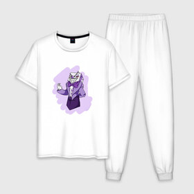 Мужская пижама хлопок с принтом King Dice в Курске, 100% хлопок | брюки и футболка прямого кроя, без карманов, на брюках мягкая резинка на поясе и по низу штанин
 | Тематика изображения на принте: cuphead | капхед | компьтерная игра