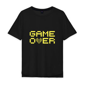 Мужская футболка хлопок Oversize с принтом Game Over yellow в Курске, 100% хлопок | свободный крой, круглый ворот, “спинка” длиннее передней части | Тематика изображения на принте: 