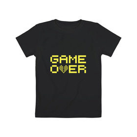 Детская футболка хлопок с принтом Game Over yellow в Курске, 100% хлопок | круглый вырез горловины, полуприлегающий силуэт, длина до линии бедер | Тематика изображения на принте: 