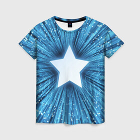Женская футболка 3D с принтом Звезда в Курске, 100% полиэфир ( синтетическое хлопкоподобное полотно) | прямой крой, круглый вырез горловины, длина до линии бедер | взрыв | звезда | звездочка | космос | огонёк | свет