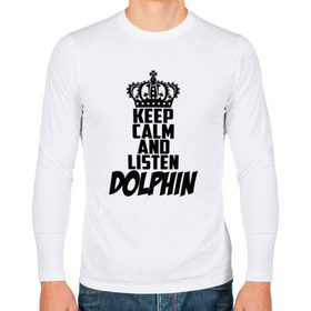 Мужской лонгслив хлопок с принтом Keep calm and listen Dolphin в Курске, 100% хлопок |  | 