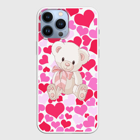 Чехол для iPhone 13 Pro Max с принтом Белый Мишка в Курске,  |  | 14 февраля | bear | love | teddy | абстракция | арт | девушкам | день всех влюбленных | день святого валентина | животные | медведь | милые | мишка | сердечки | тедди